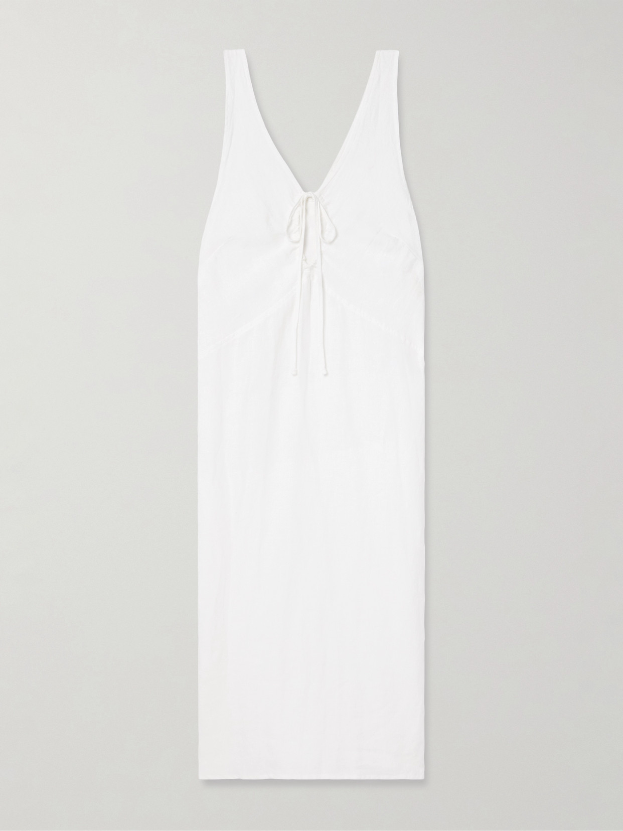 Deiji Studios Cutout Washed-linen Maxi Dress In White