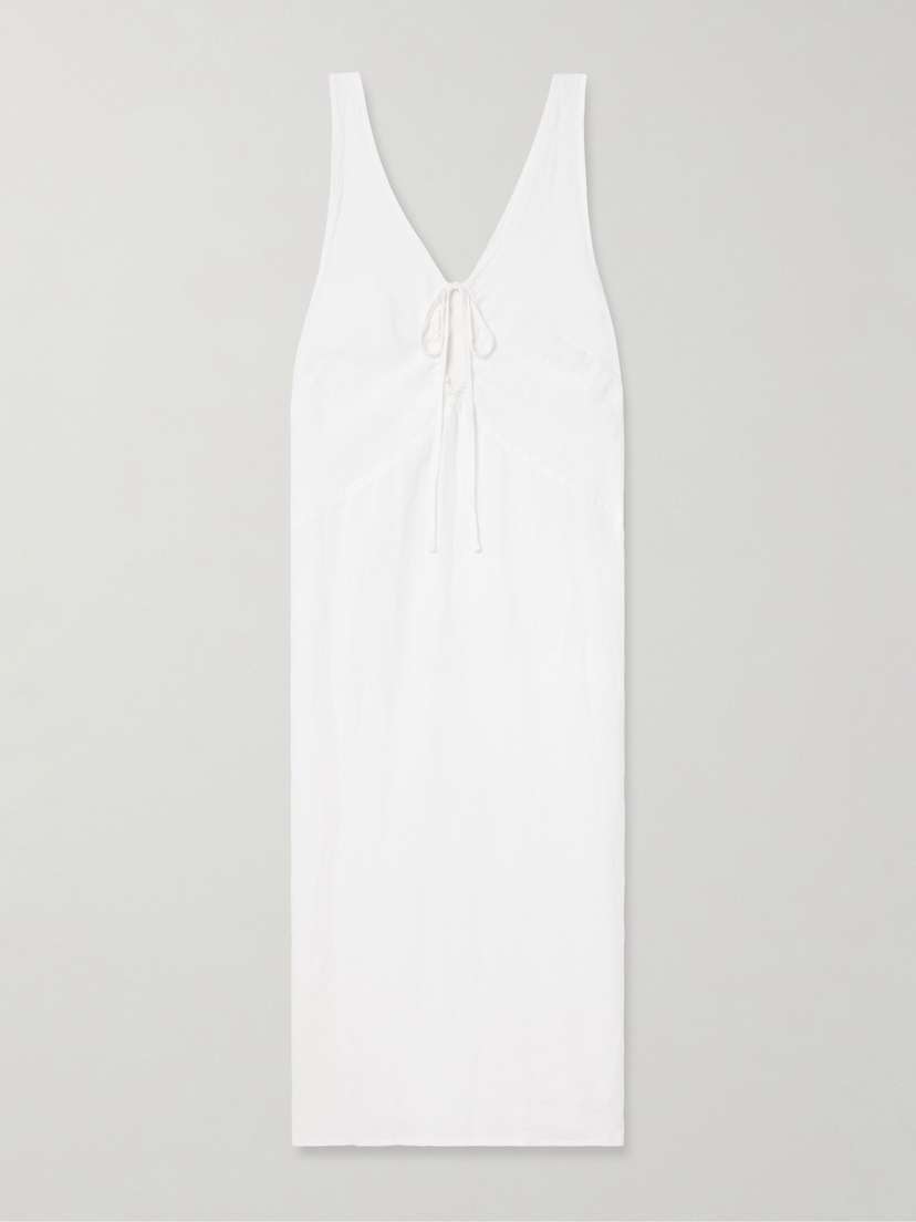 Deiji Studios Cutout Washed-linen Maxi Dress