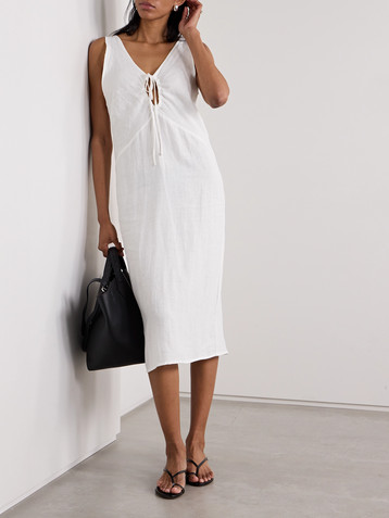 Deiji Studios Cutout washed-linen maxi dress