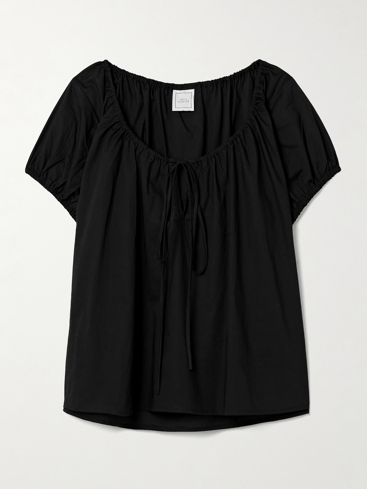 Deiji Studios Organic Cotton-poplin Top In Black