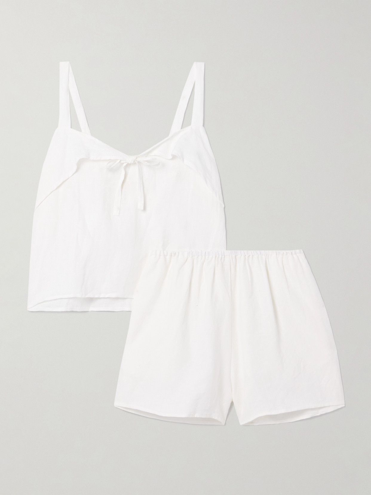 Deiji Studios Linen Pyjama Set In White