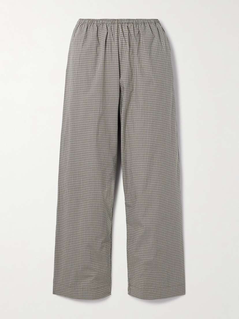 Deiji Studios Ease Checked Cropped Organic Cotton-poplin Pants - x large