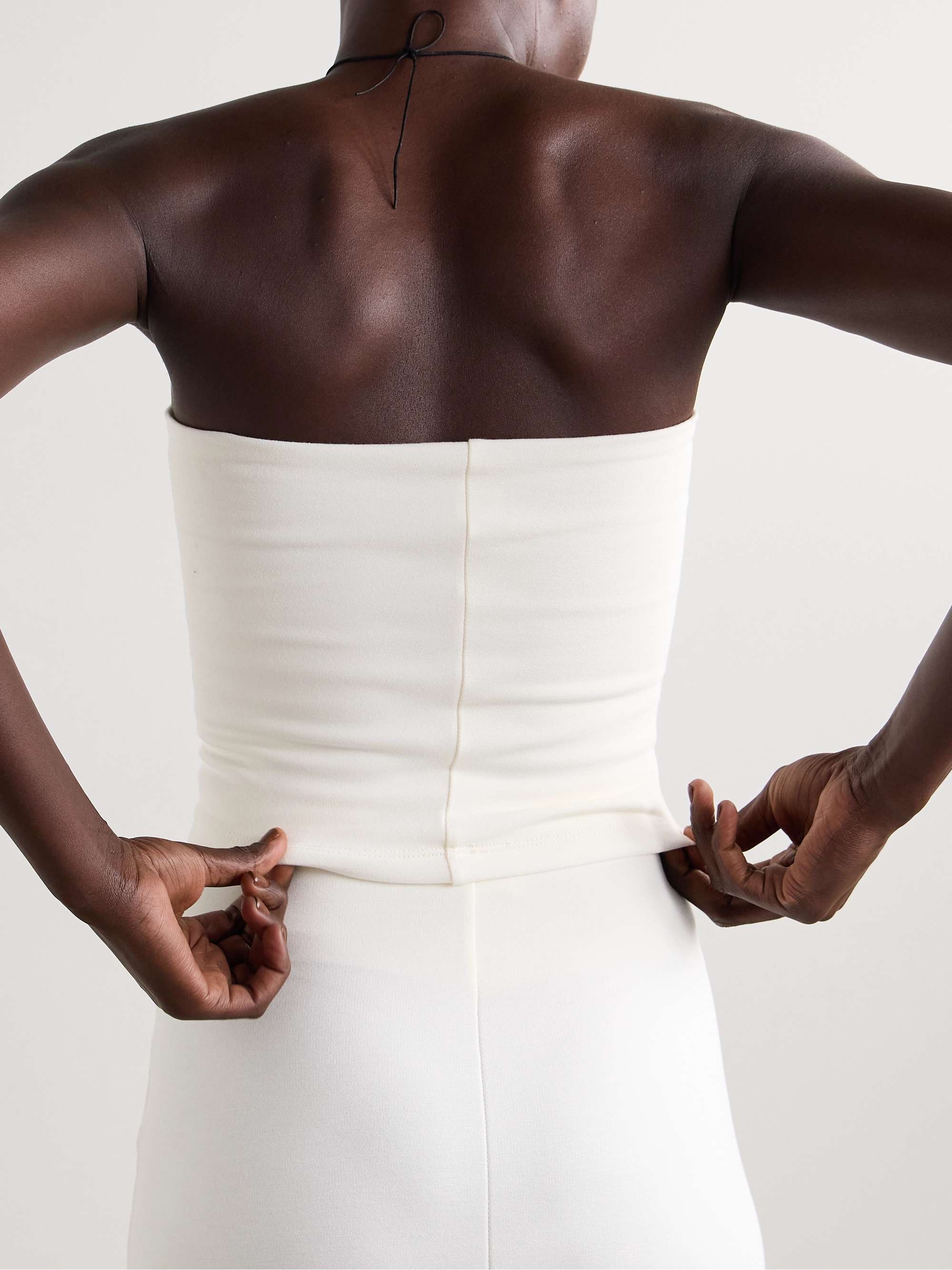 LESET Rio strapless cropped stretch-ponte top