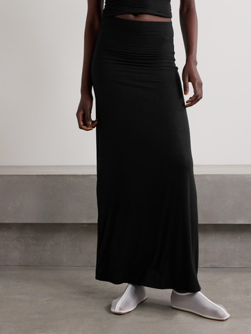 LESET Julien stretch-modal and cashmere-blend maxi skirt