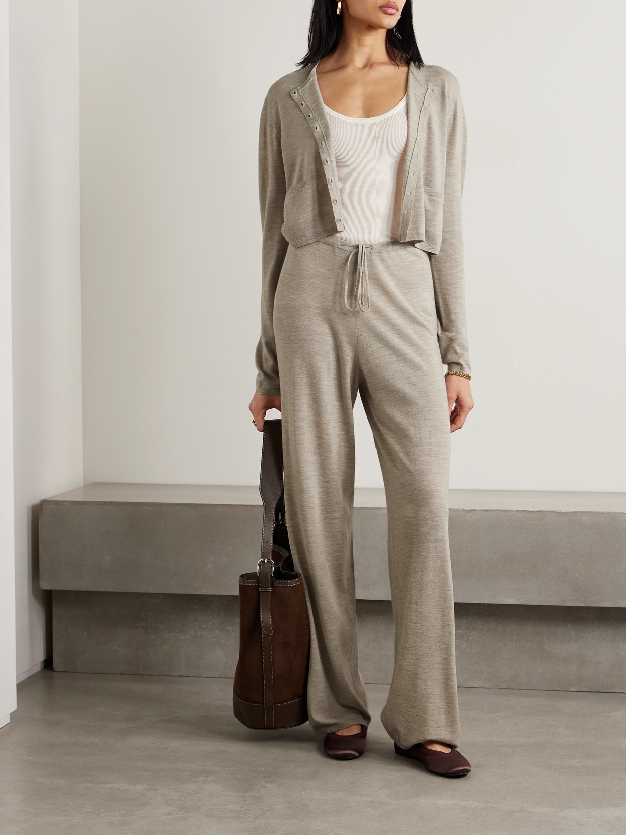 Leset James Wool Track Pants In Neutrals