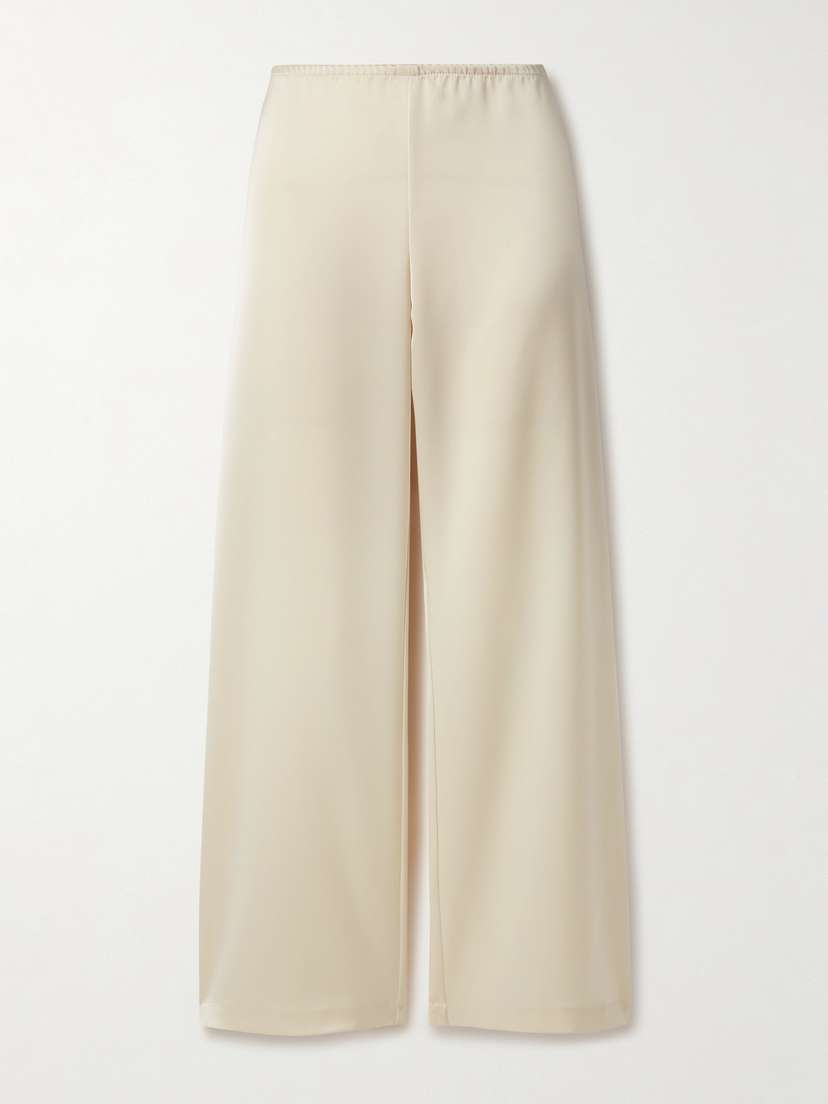 LESET Barb Washed-satin Wide-leg Pants - x large