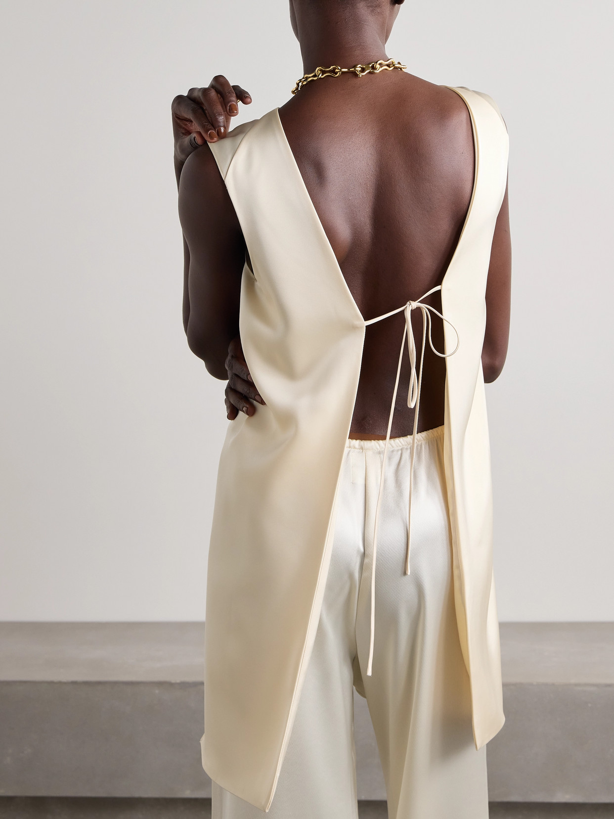Barb Open-Back Satin Tunic