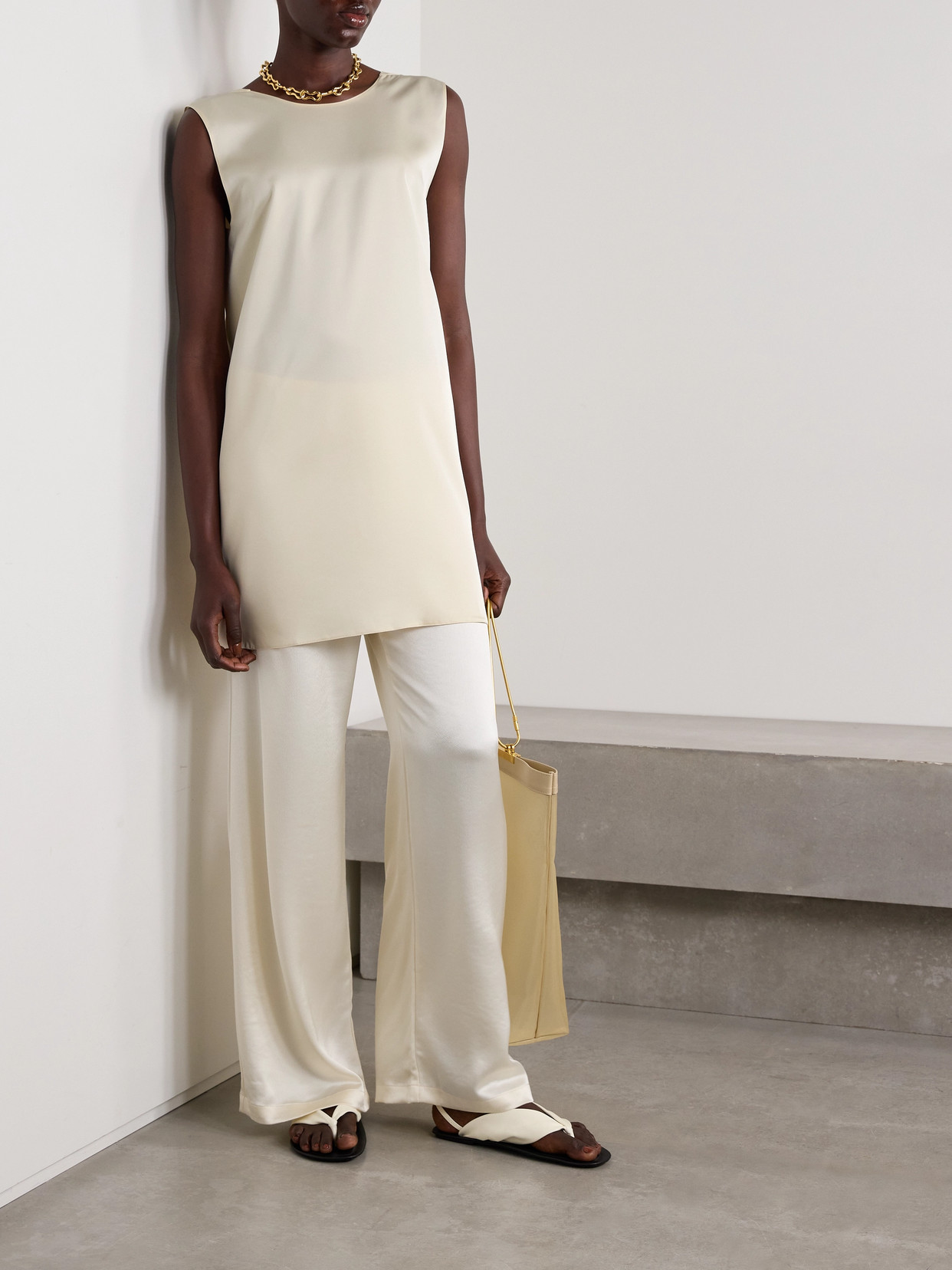 Barb Open-Back Satin Tunic