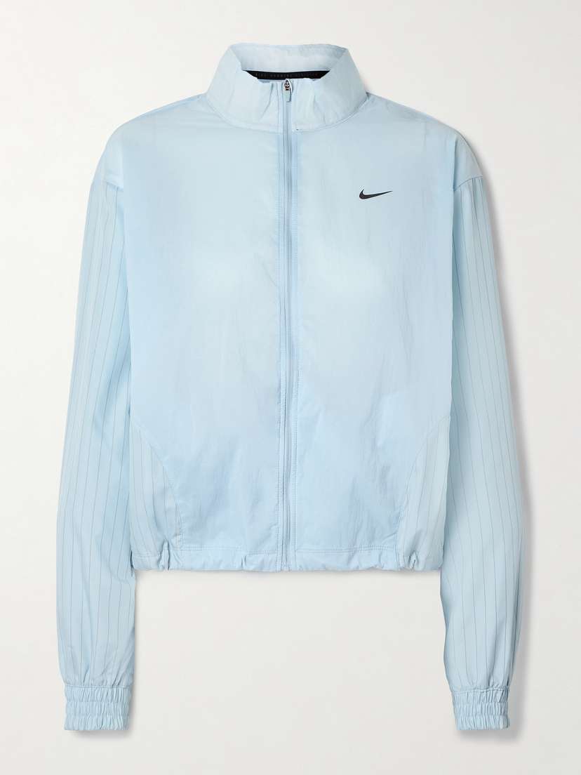 Nike Running Division Paneled Pinstriped Crinkled-shell Jacket