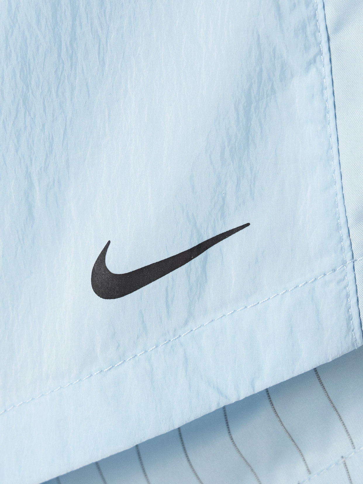 Nike Running Division Pinstriped Paneled Crinkled-shell Shorts In Blue