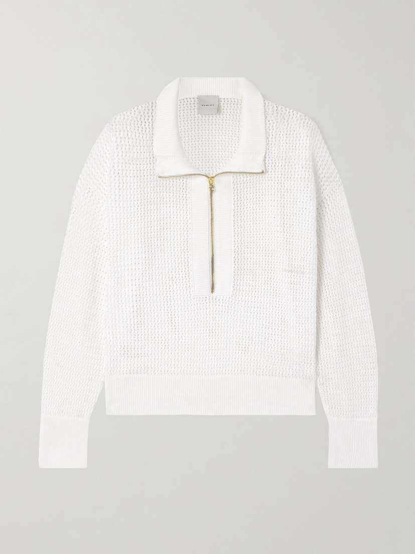 Varley Aurora Open-knit Cotton Half-zip Sweater - x large