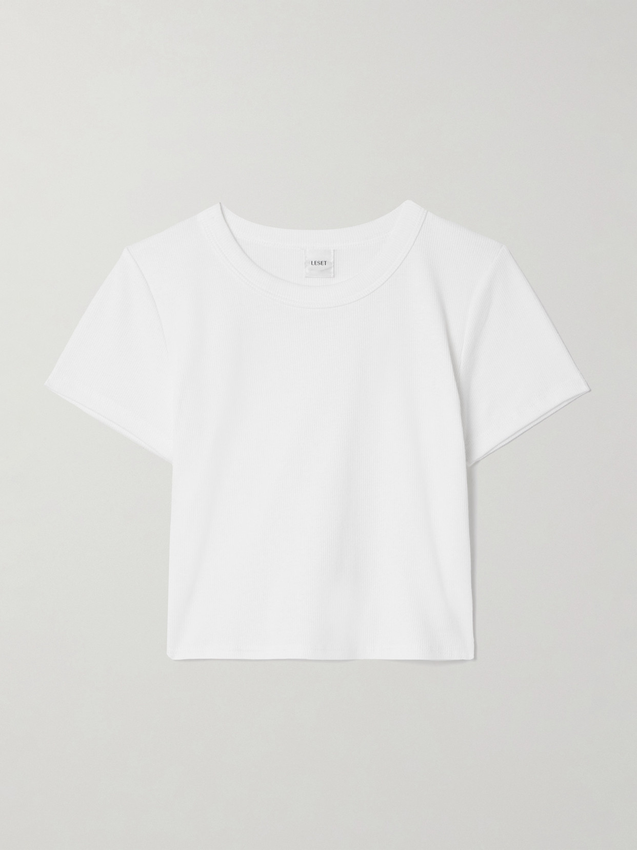 Leset Kelly Cropped Ribbed Stretch-cotton Jersey T-shirt In White