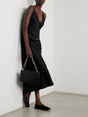 LESET Barb open-back washed-satin maxi dress