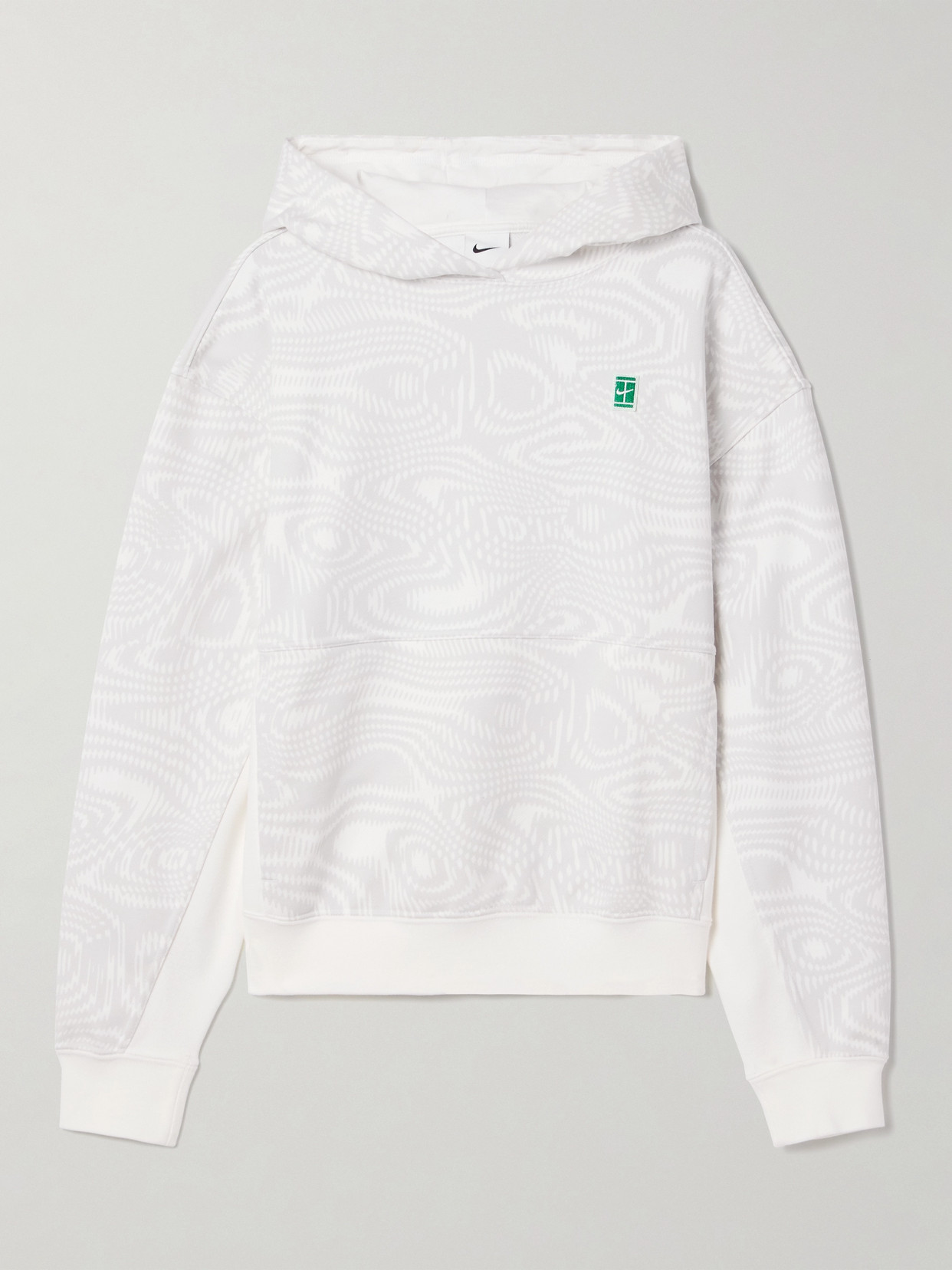 Nike Court Heritage Cropped Printed Dri-fit Hoodie In White