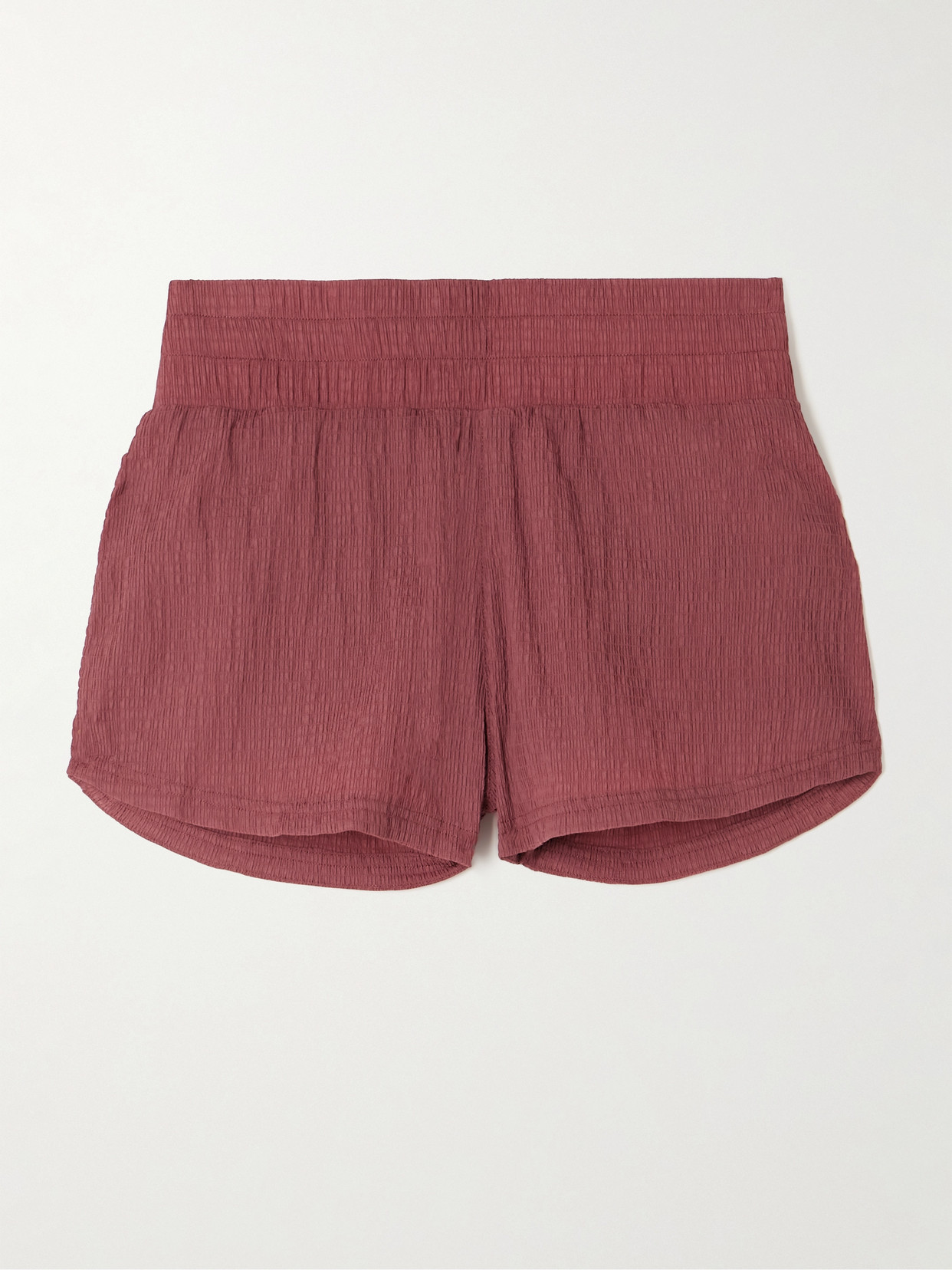 Varley Cala Plissé-shell Shorts In Burgundy