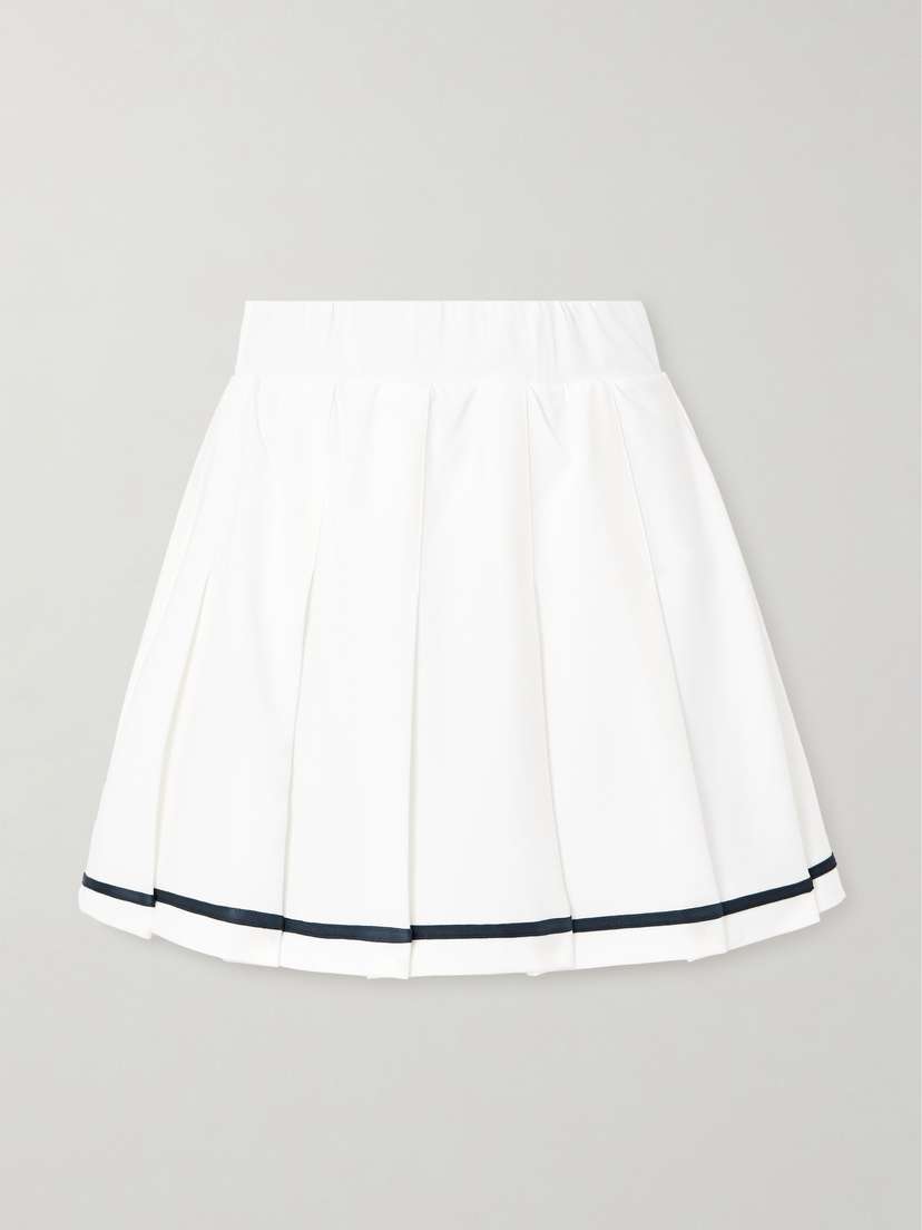 Varley Clarendon Striped Pleated Stretch-twill Mini Skirt