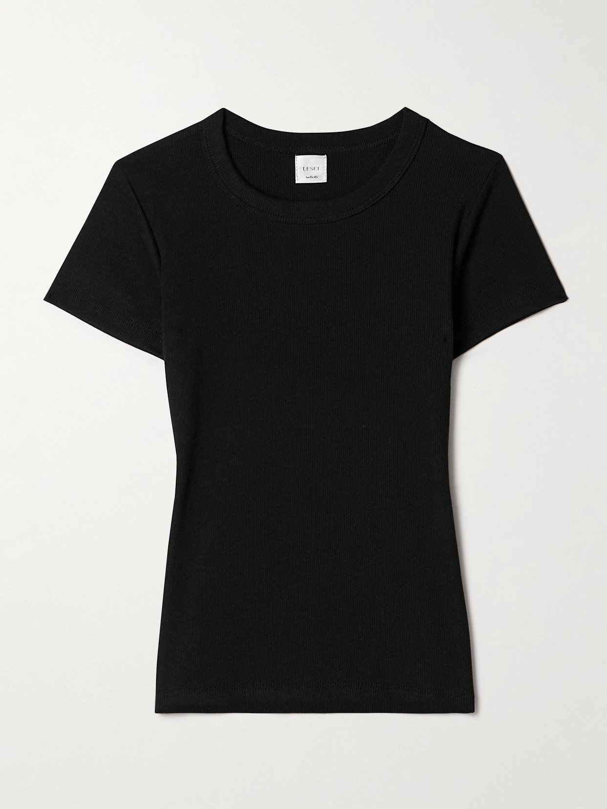 Leset Kelly Ribbed Cotton-blend Jersey T-shirt In Black