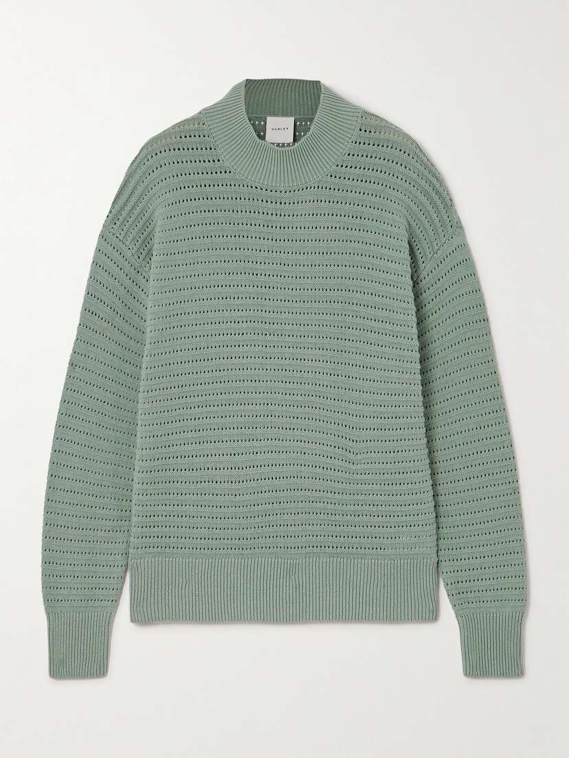 Varley Franco Pointelle-knit Cotton Sweater - x large