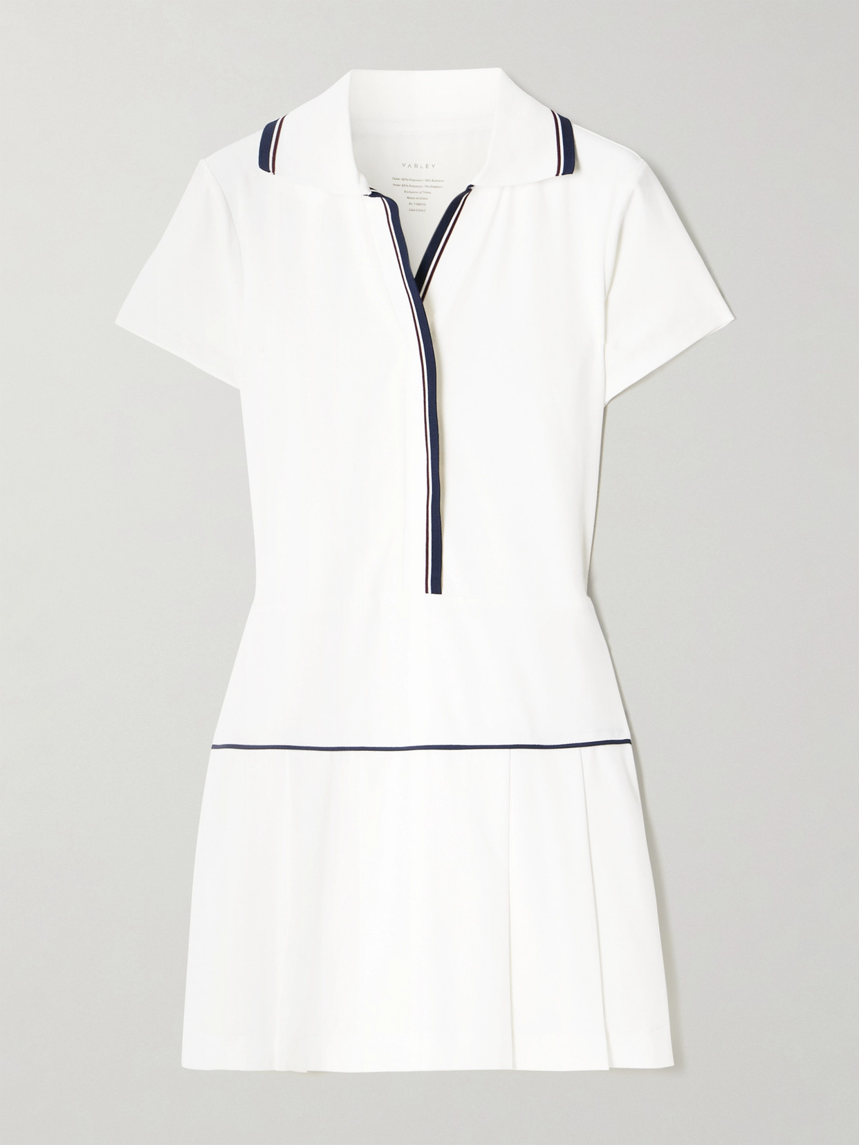 Varley Darien Court 33” Pleated Stretch-jersey Tennis Dress In White