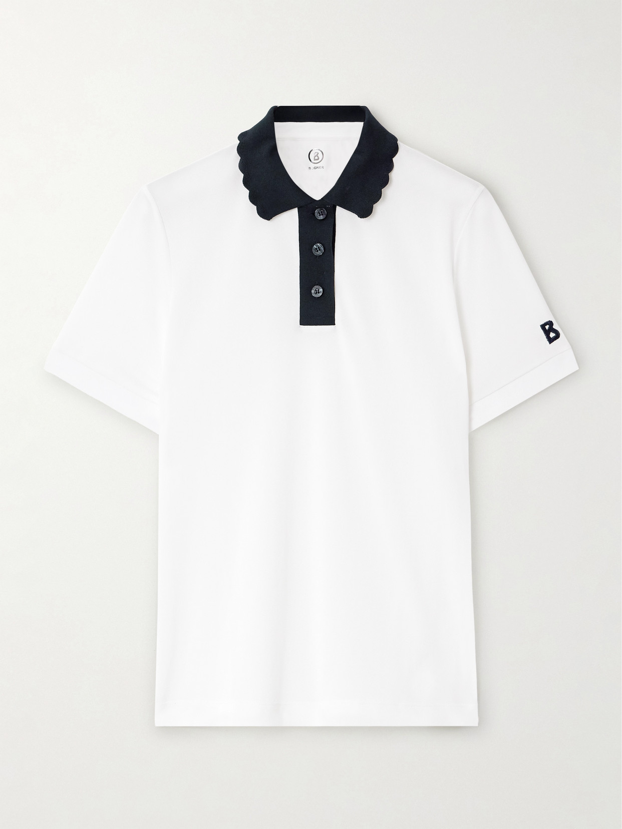 Bogner Carole Embroidered Piqué Golf Polo Top In White