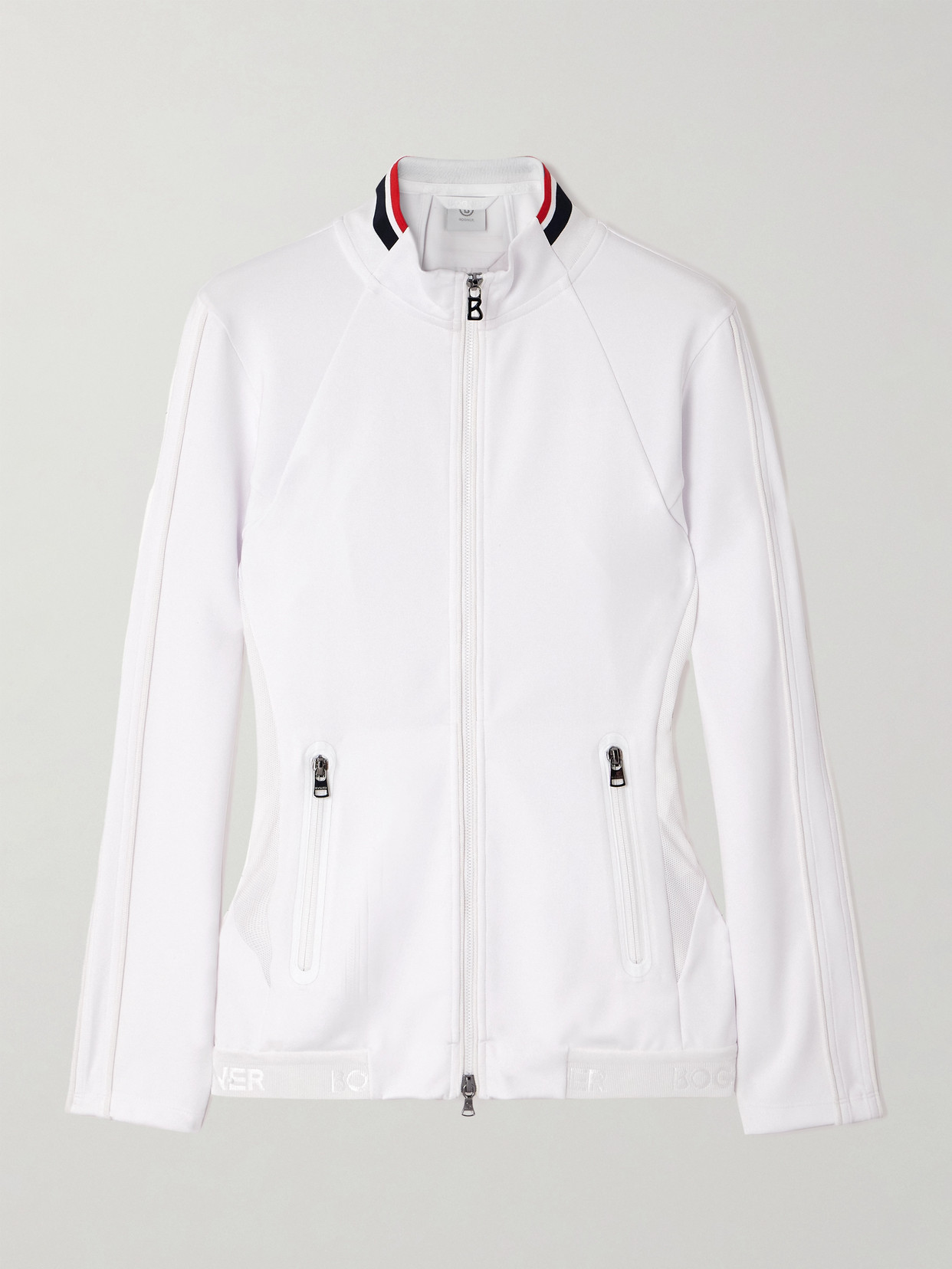 Shop Bogner Mesh-trimmed Stretch-jersey Jacket In White