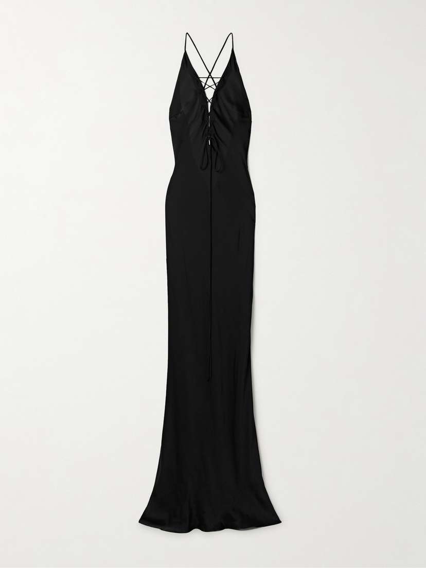 Kiki de Montparnasse Lace-up Silk-crepe Maxi Dress - x small