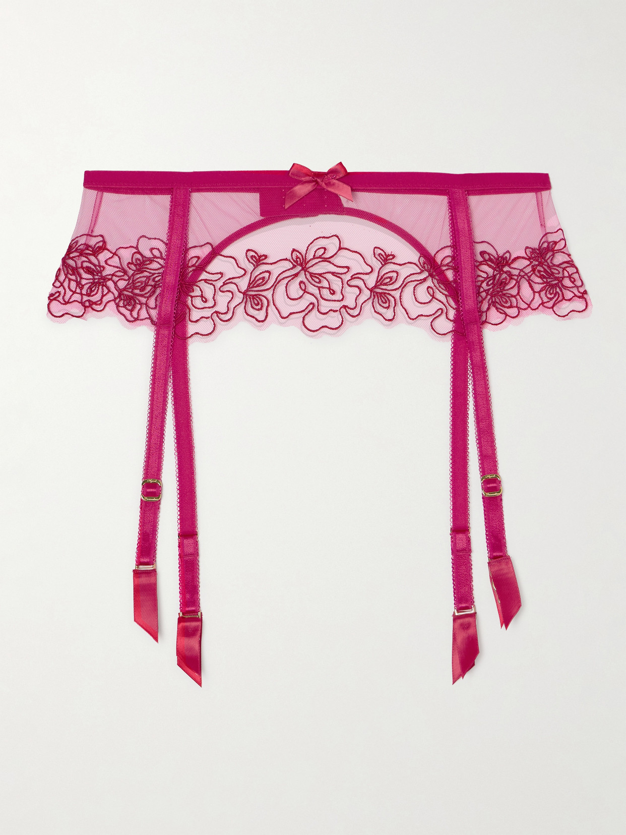 Agent Provocateur Womens Red Lindie Floral-embroidered Mesh Suspender Belt