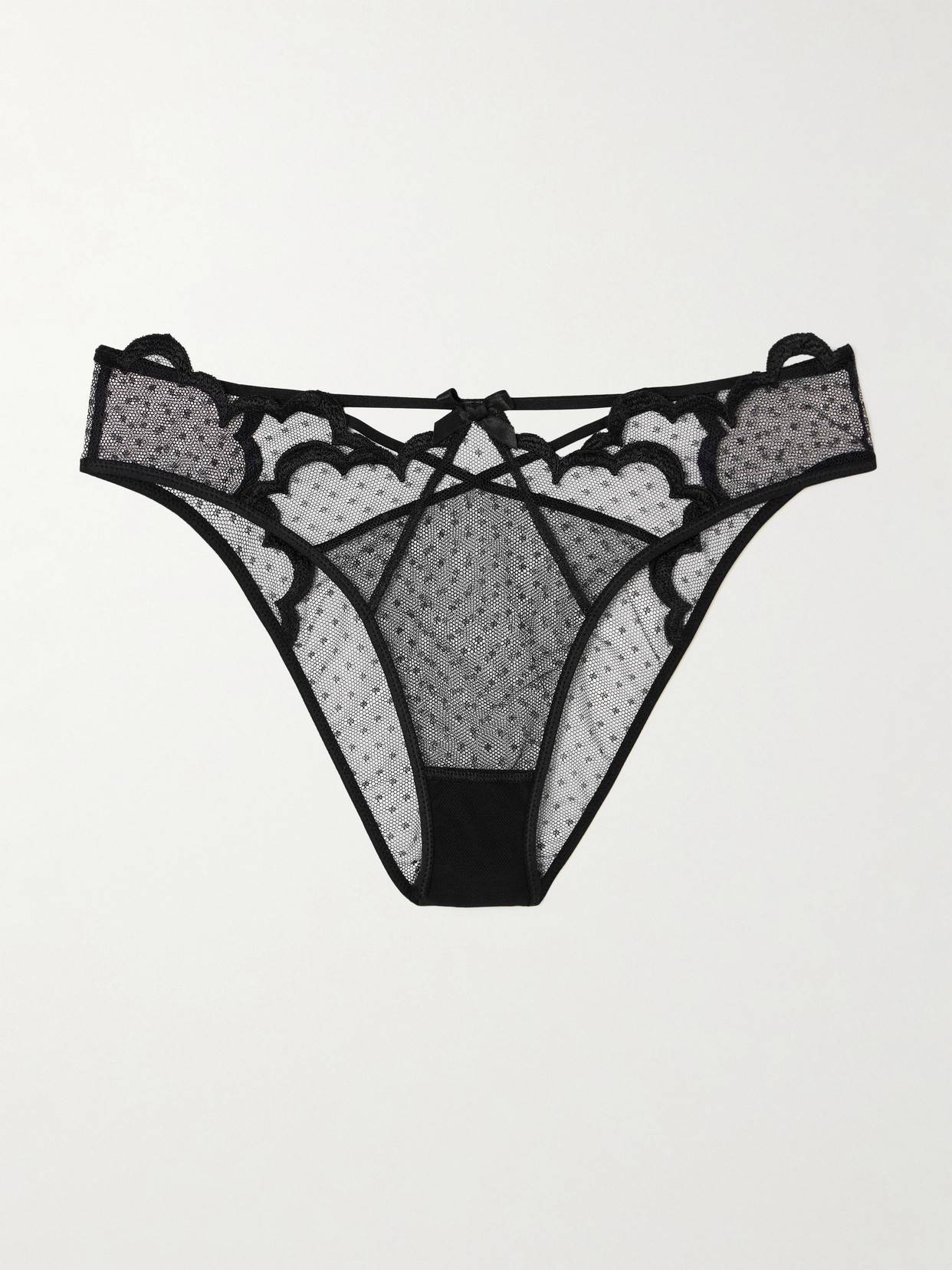 Agent Provocateur Katanah Cutout Swiss-dot Tulle Briefs In Black