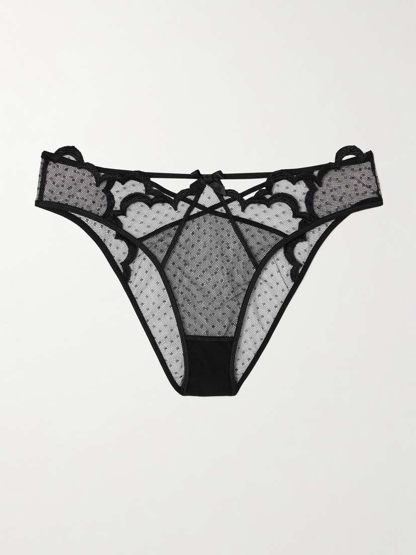 Agent Provocateur Katanah Cutout Swiss-dot Tulle Briefs