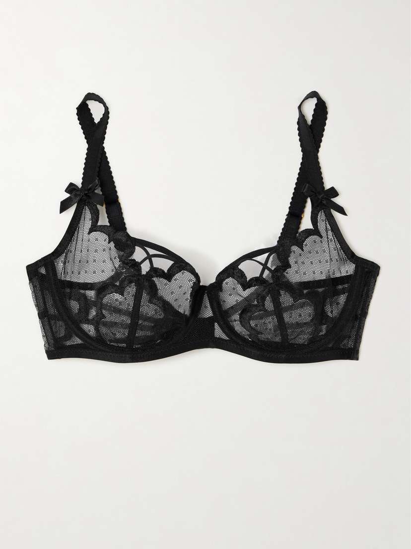 Agent Provocateur Katanah Cutout Swiss-dot Tulle Balconette Bra