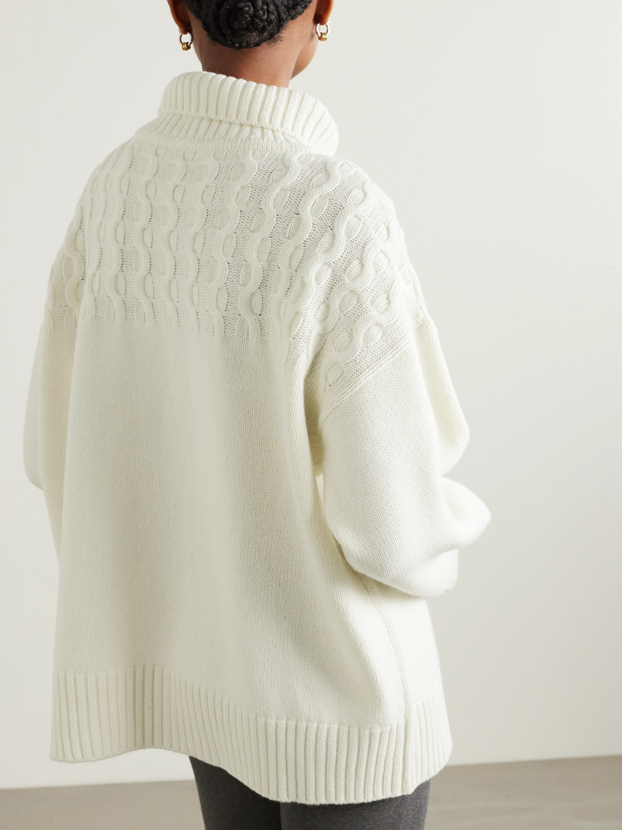 We Norwegians Nordkapp Cable-knit Merino Wool And Cashmere-blend Turtleneck Sweater In Off-white