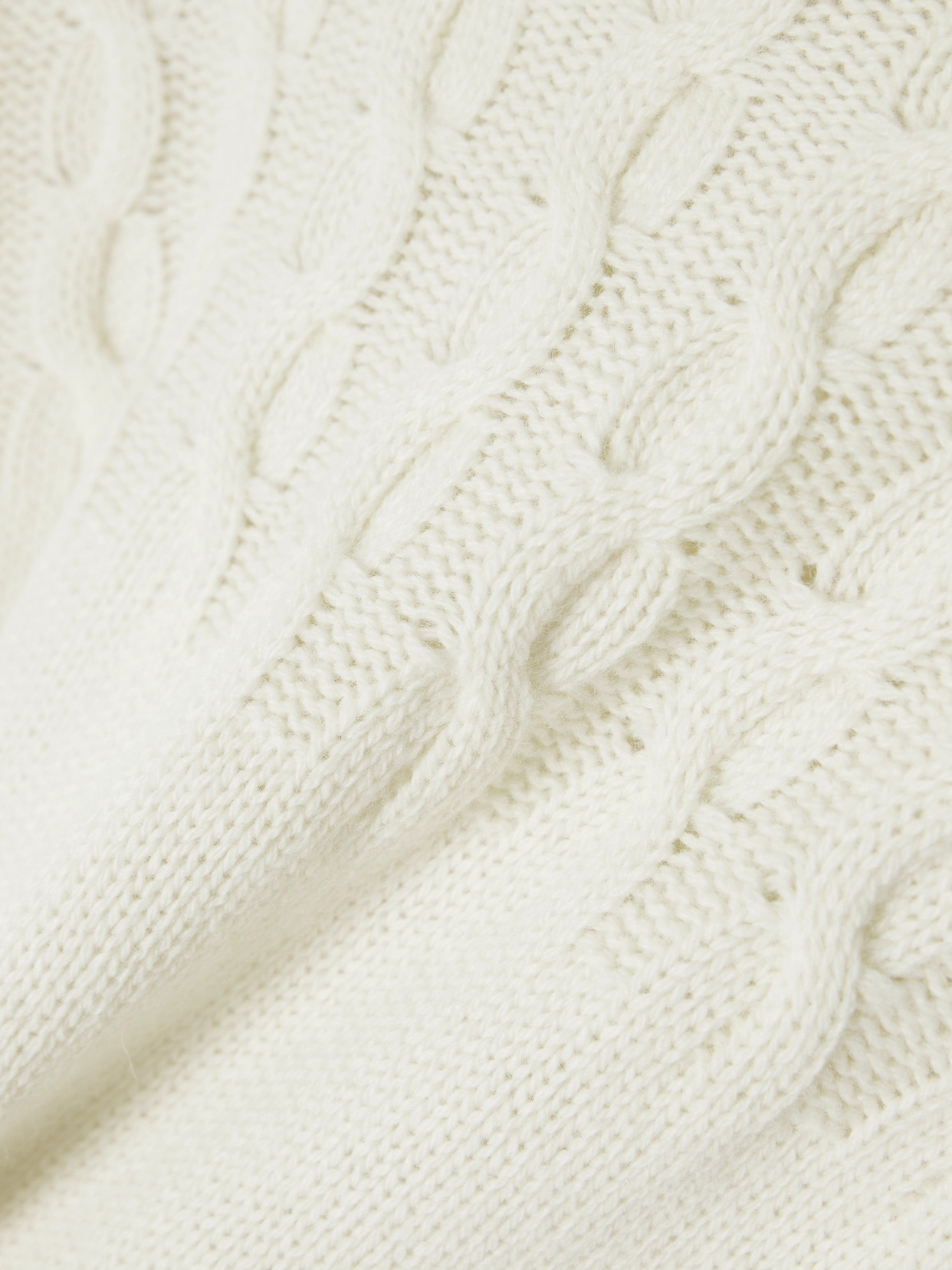 We Norwegians Nordkapp Cable-knit Merino Wool And Cashmere-blend Turtleneck Sweater In Off-white