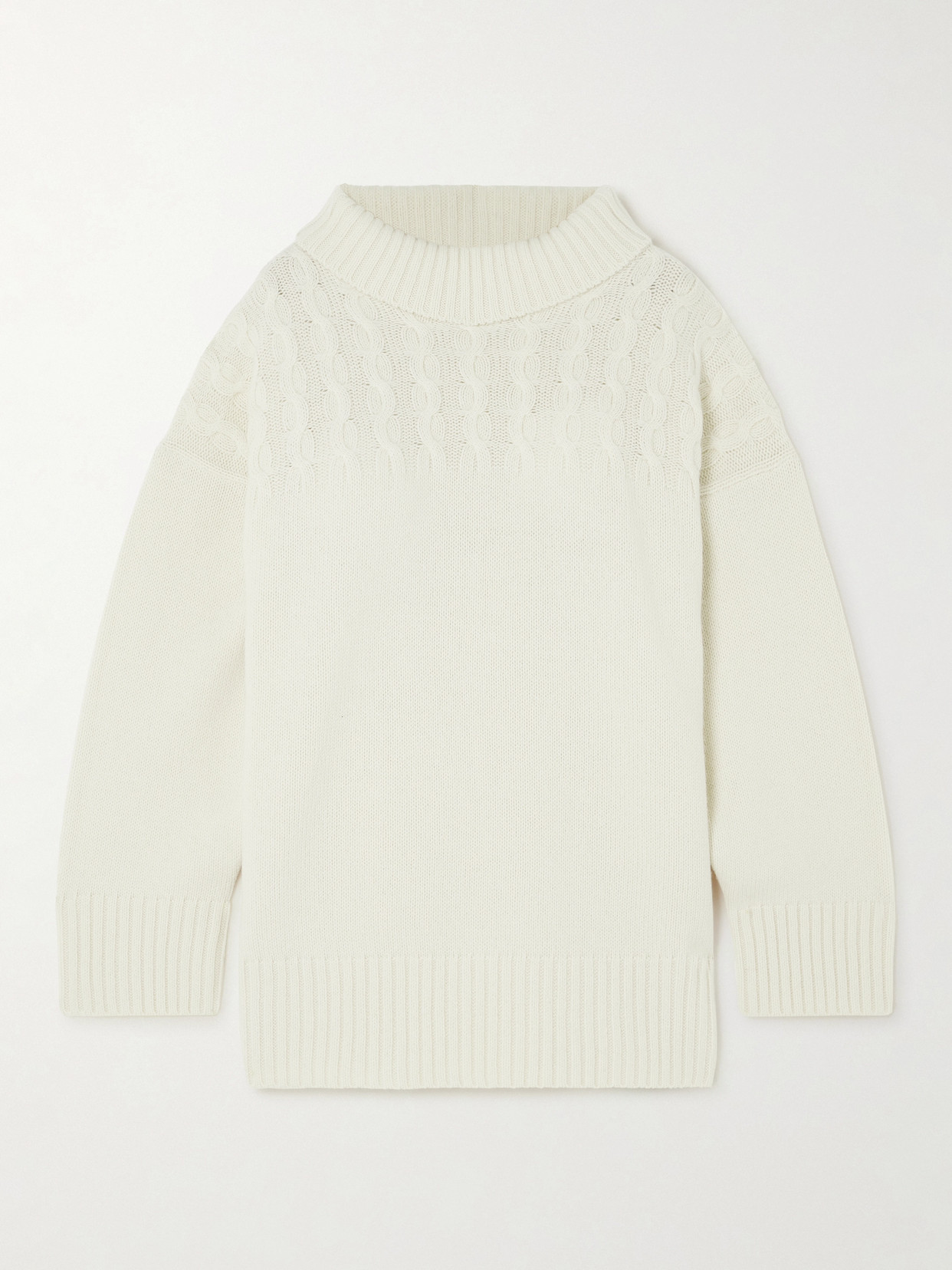 We Norwegians Nordkapp Cable-knit Merino Wool And Cashmere-blend Turtleneck Sweater In Off-white