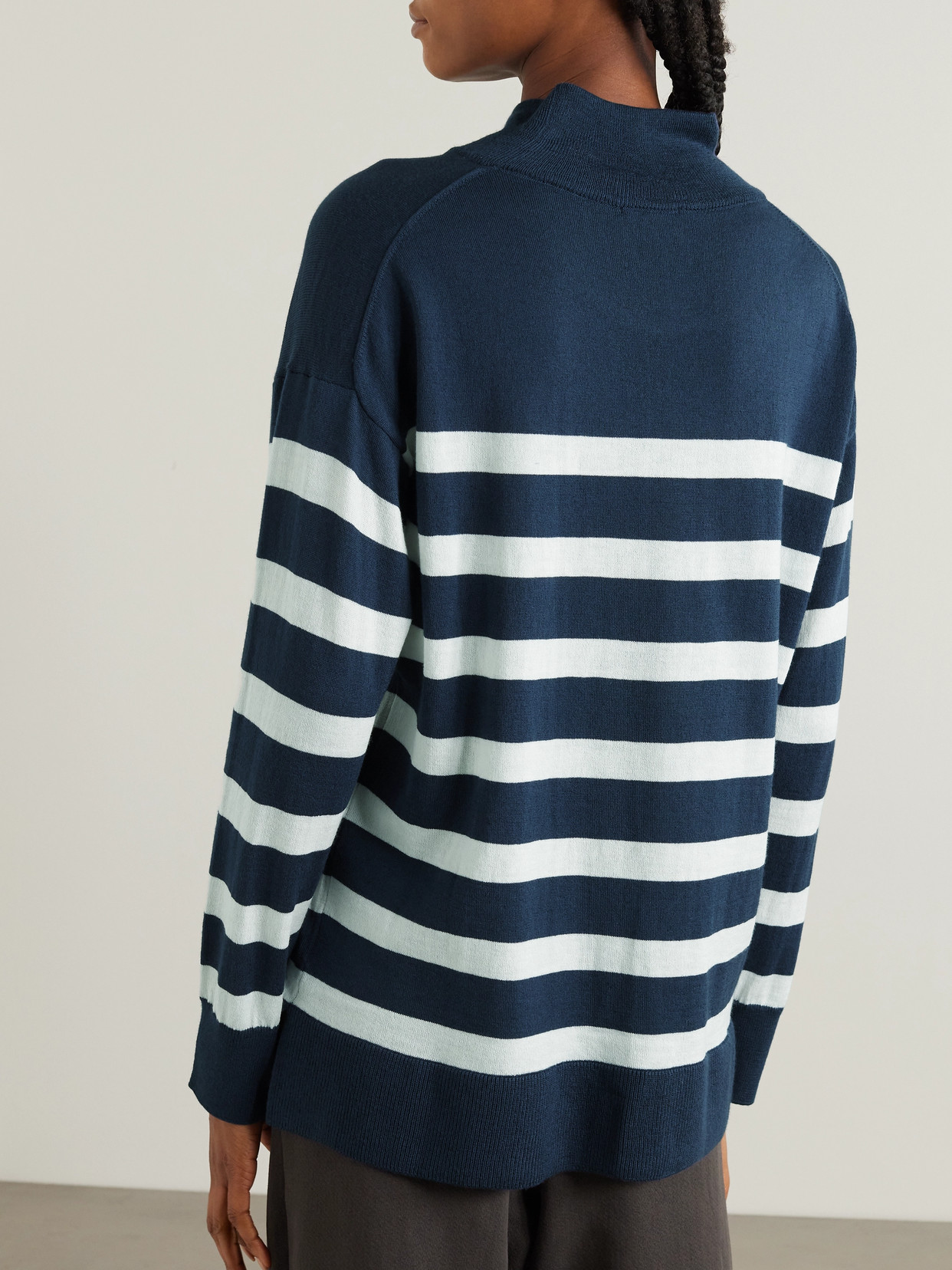 We Norwegians Hjellestad Striped Merino Wool And Cotton-blend Sweater In Blue