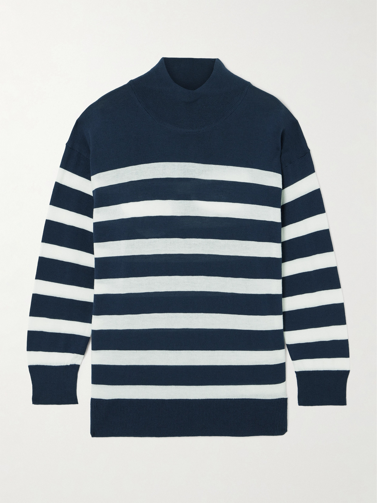 We Norwegians Hjellestad Striped Merino Wool And Cotton-blend Jumper In Blue