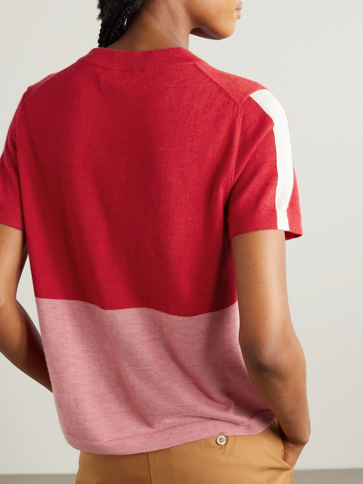 We Norwegians Morlid Colorblock Cashmere Top In Red