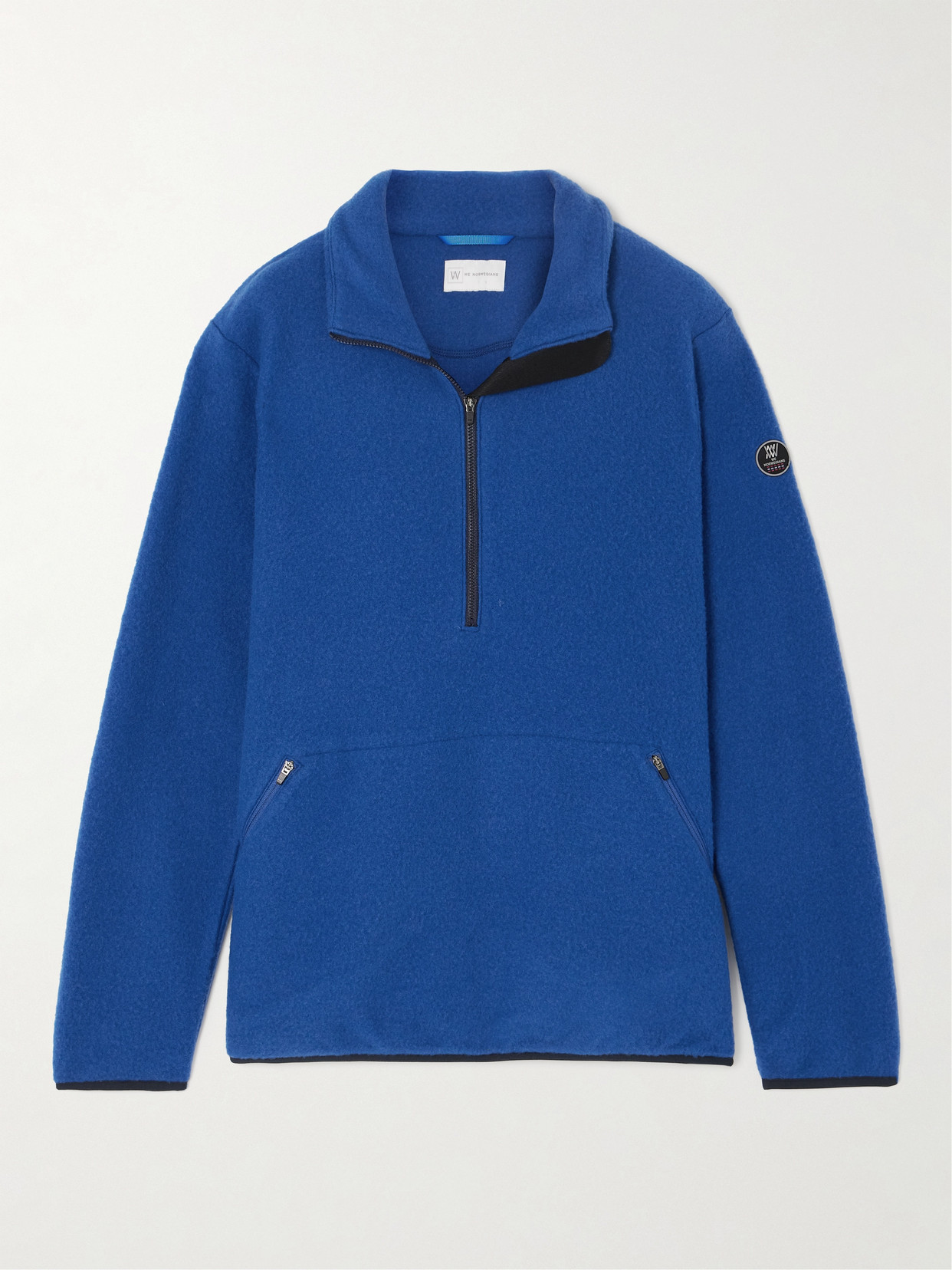 We Norwegians Svalbard Brushed Merino Wool-blend Fleece Jumper In Blue