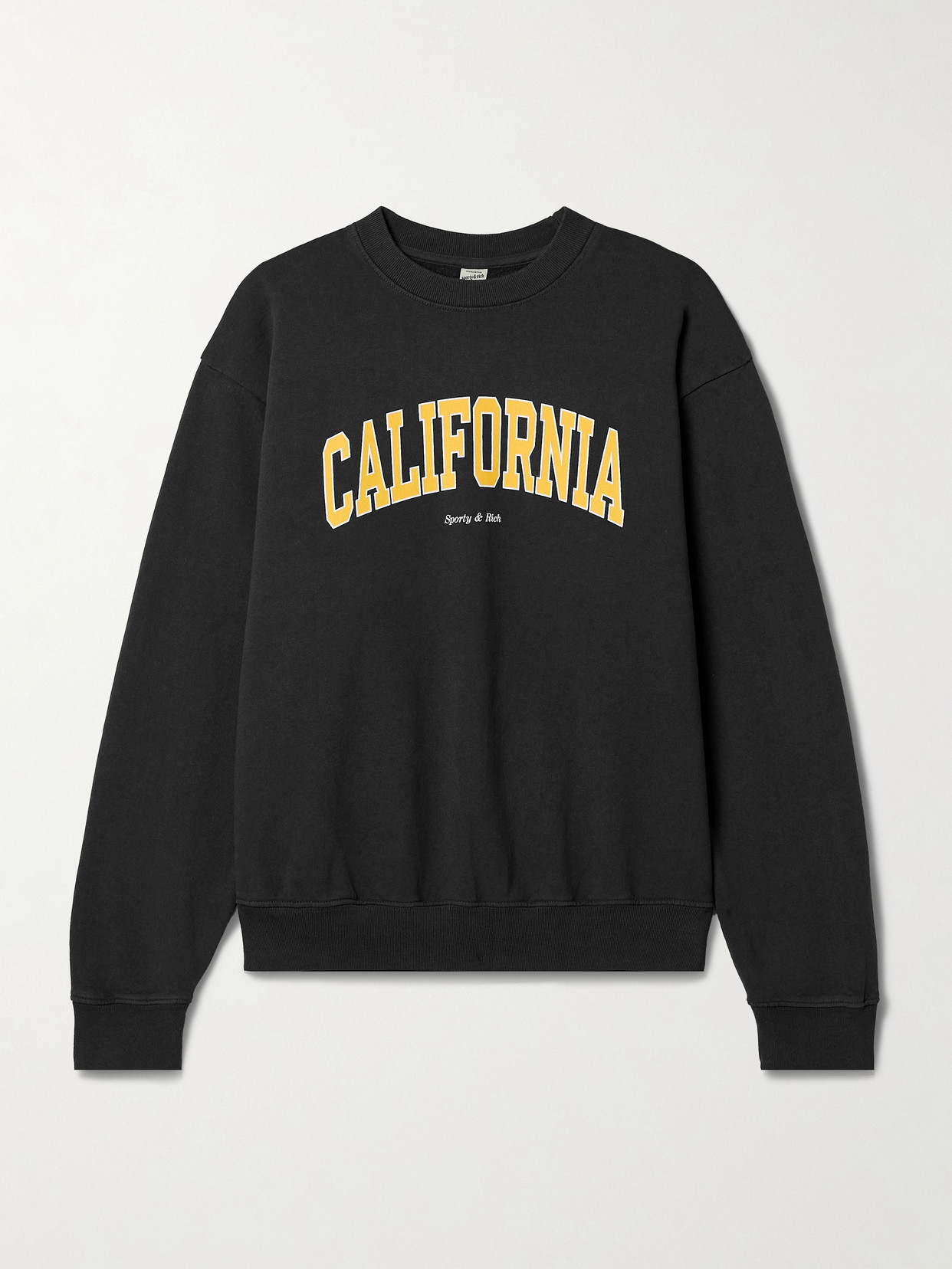 Sporty And Rich California Printed Cotton-jersey Sweatshirt In Black