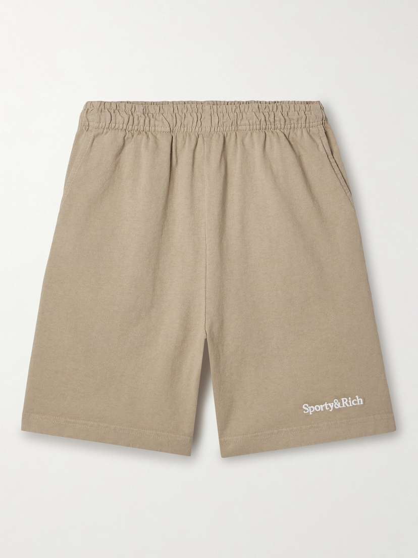 Sporty & Rich Embroidered Cotton-jersey Shorts