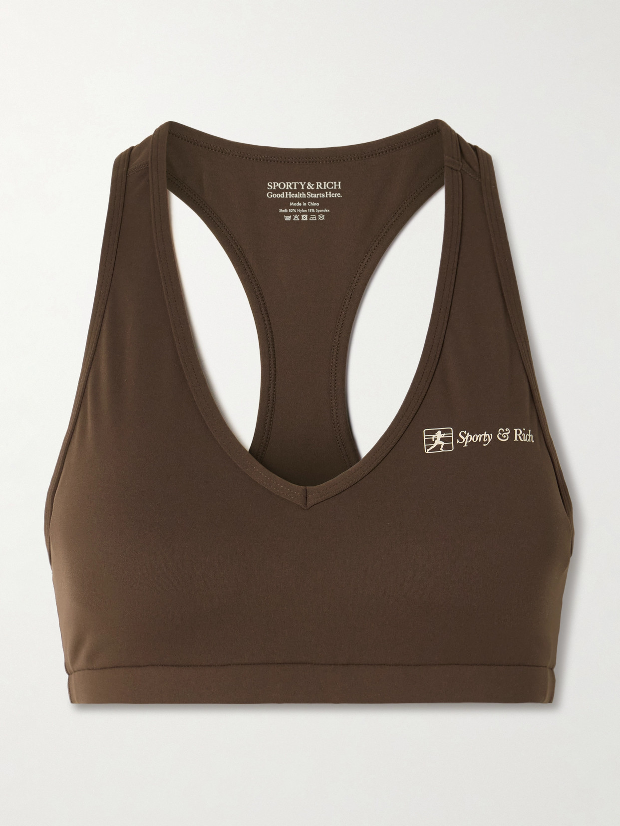 Sporty & Rich - Printed Stretch Sports Bra - Brown
