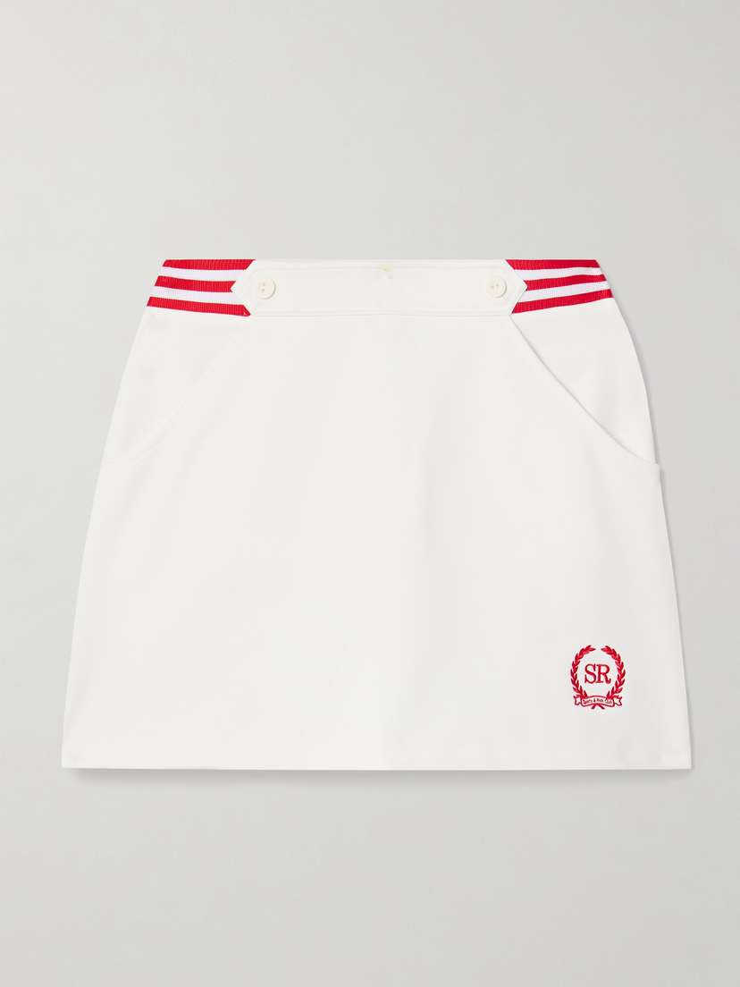 Sporty & Rich Kelly Striped Embroidered Stretch-twill Mini Skirt
