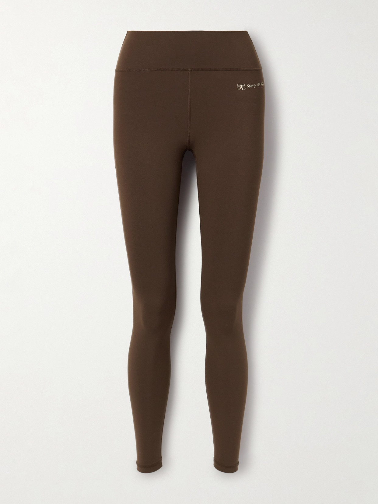 Sporty And Rich Brown Runner Script Leggings In Brown