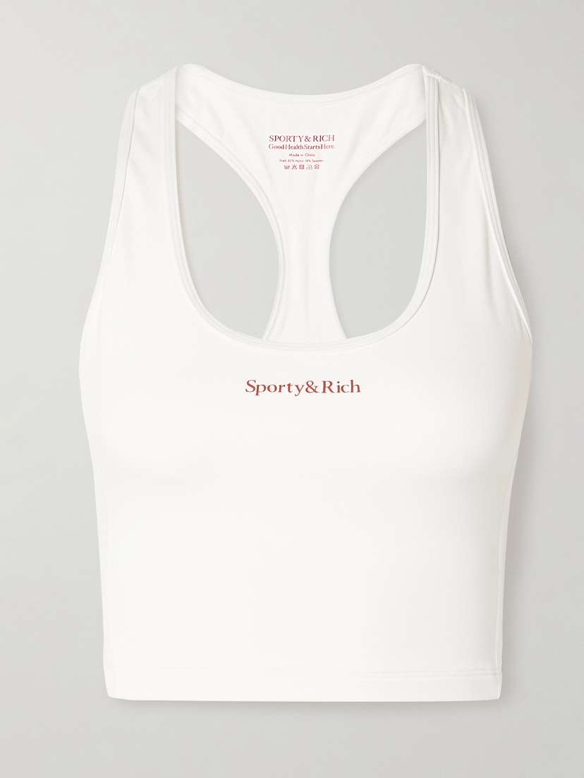 Sporty & Rich Cropped Printed Stretch-jersey Tank - x large