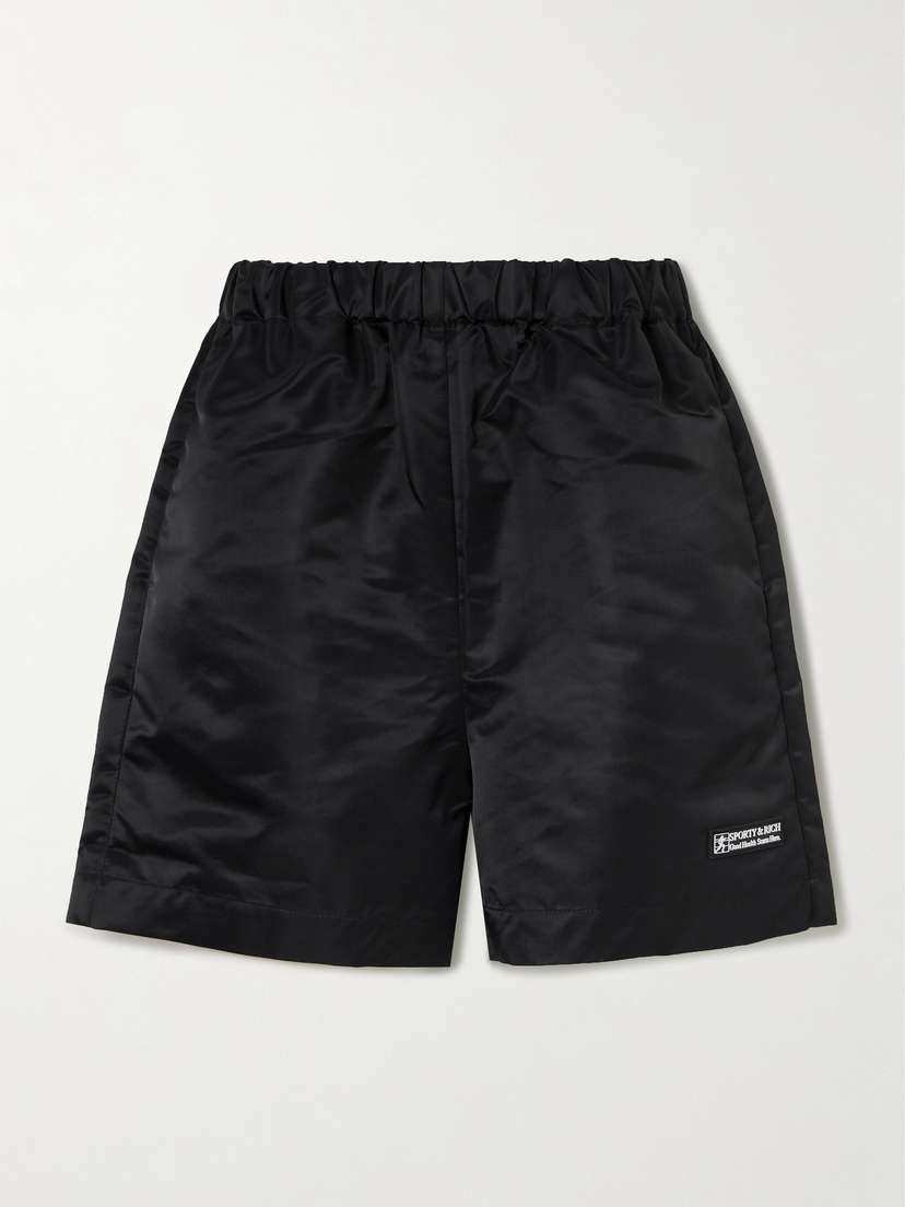 Sporty & Rich Good Health Appliquéd Shell Shorts