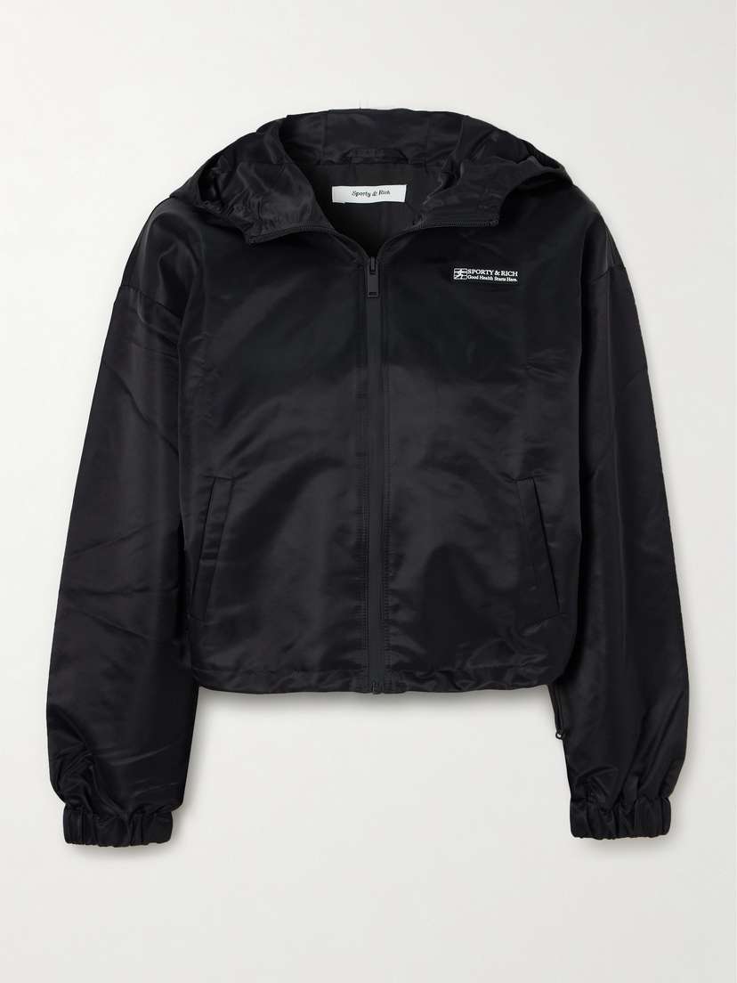 Sporty & Rich Good Health Hooded Appliquéd Shell Jacket