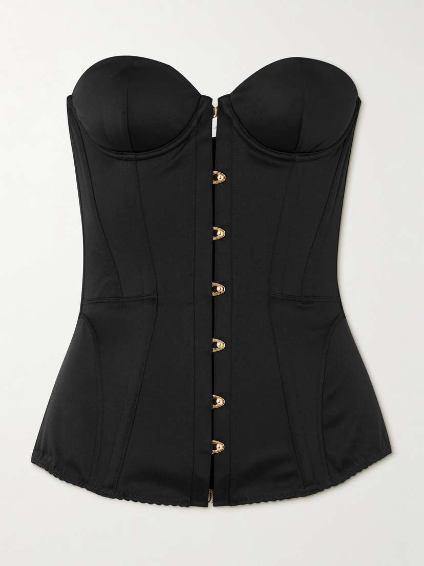 Agent Provocateur Mercy Strapless Lace-up Cotton-satin Bustier Top
