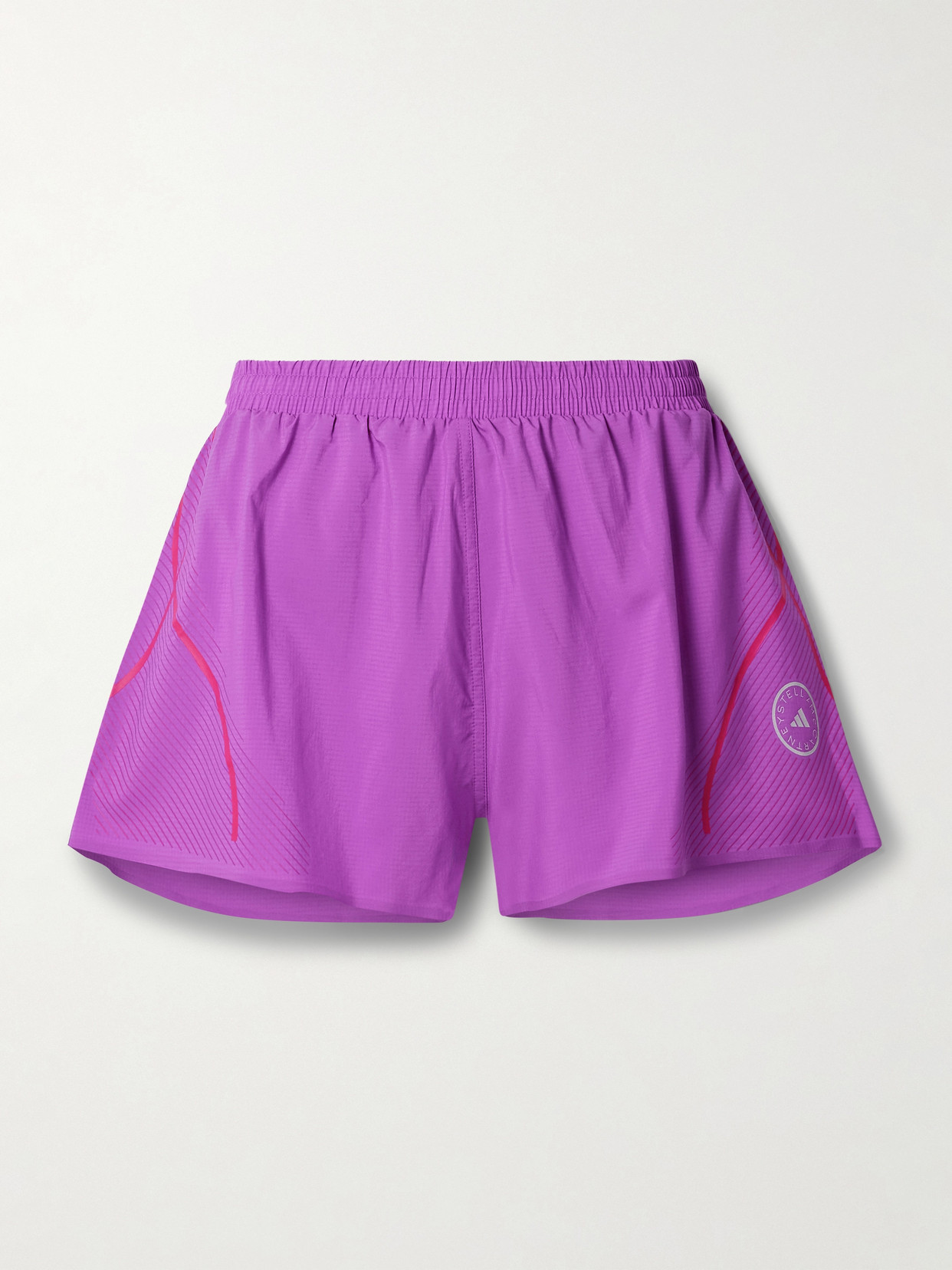 Shop Adidas By Stella Mccartney Truepace Printed Recycled-ripstop Shorts In Purple