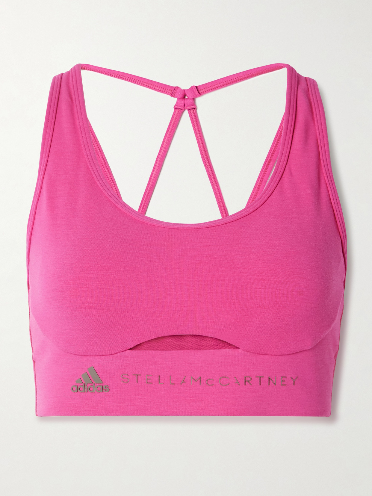 Shop Adidas By Stella Mccartney Truestrength Cutout Printed Sports Bra In Pink