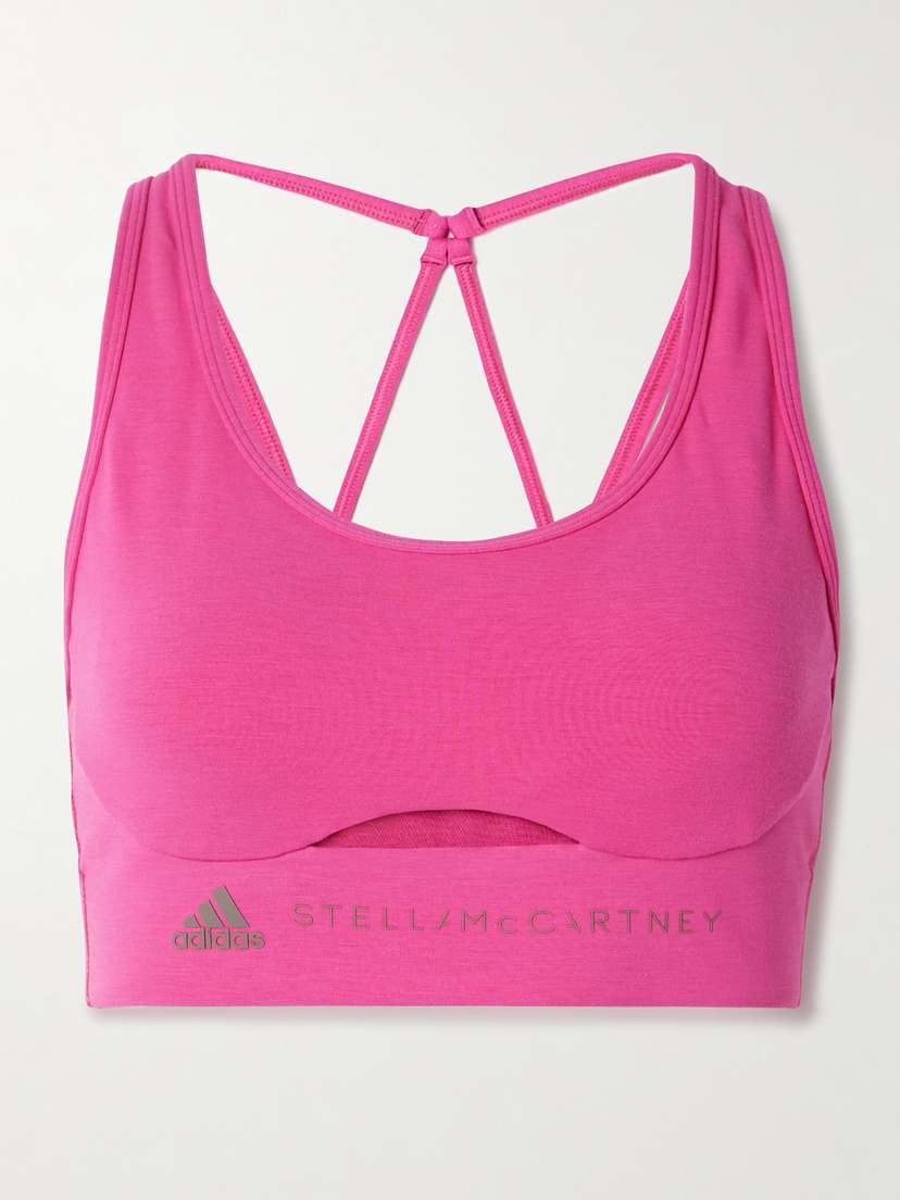 adidas by Stella McCartney Truestrength Cutout Printed Sports Bra - xx small