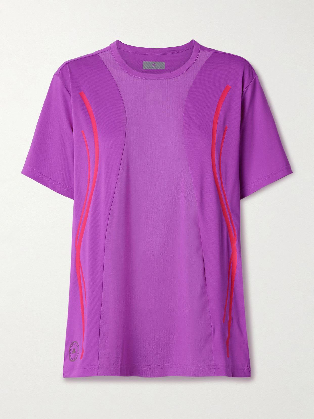 Shop Adidas By Stella Mccartney Truepace Oversized Printed Stretch Recycled-mesh T-shirt In Purple